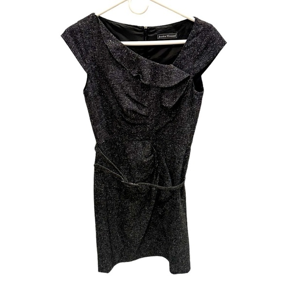 Jessica Howard Women's Draped Ruched Cowl Neck Gray Metallic Dress Size 4P - Picture 1 of 3
